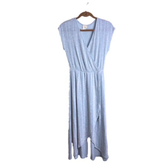 Anthropologie Dresses & Skirts - Anthropologie Caution To The Wind Midi Dress Blue White Stripes M Faux Wrap